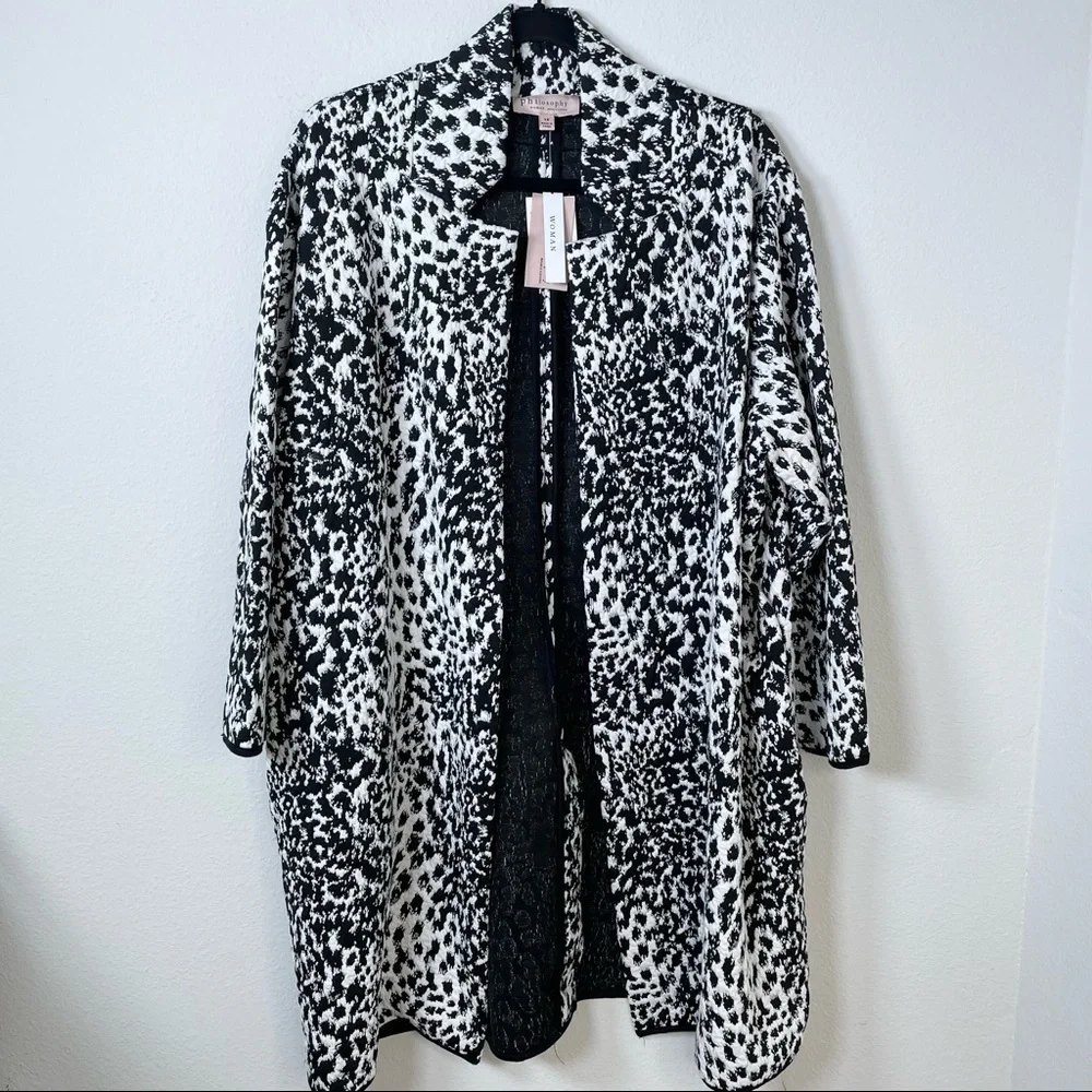 Philosophy Apparel Jacquard Open Front Jacket Sz 1X